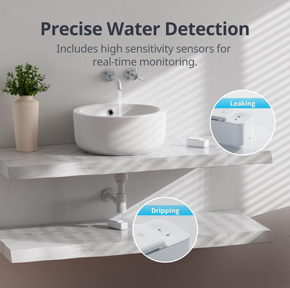 SwitchBot Paquete de 3 sensores de agua WiFi, detector inteligente de fugas de agua