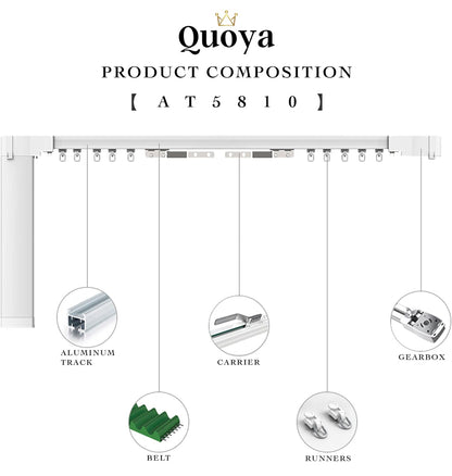 QUOYA QL600 - Riel de cortina eléctrica inteligente, motor motorizado, longitud de pista ajustable