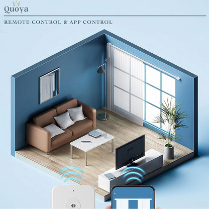 QUOYA QL600 - Riel de cortina eléctrica inteligente, motor motorizado, longitud de pista ajustable