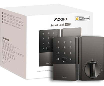 CerradurasAqara Smart Lock U100, cerradura de puerta de entrada sin llave con llave Apple Home, teclado de pantalla táctil