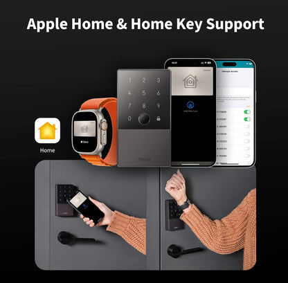 CerradurasAqara Smart Lock U100, cerradura de puerta de entrada sin llave con llave Apple Home, teclado de pantalla táctil