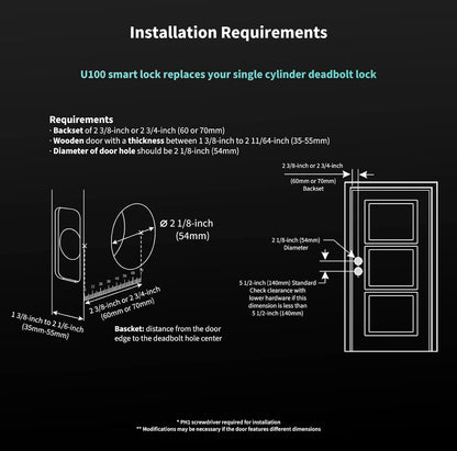 CerradurasAqara Smart Lock U100, cerradura de puerta de entrada sin llave con llave Apple Home, teclado de pantalla táctil