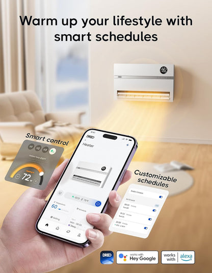 Dreo Calentador de pared inteligente, calentador eléctrico para dormitorio de 1500 W