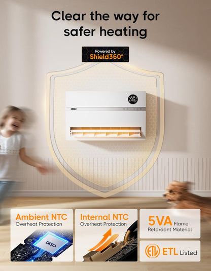 Dreo Calentador de pared inteligente, calentador eléctrico para dormitorio de 1500 W