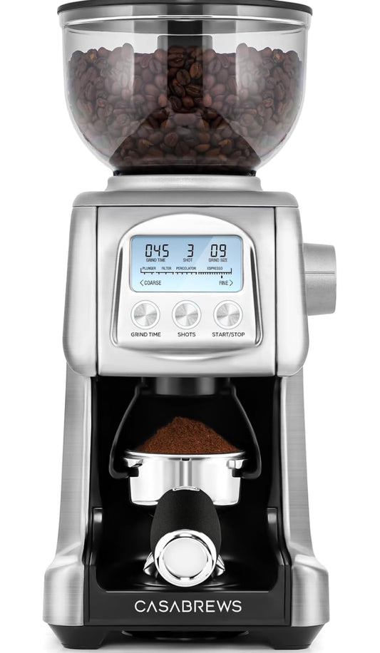 Molinillo de café eléctrico, molinillo de granos de café cónico con 77 ajustes de molienda precisos