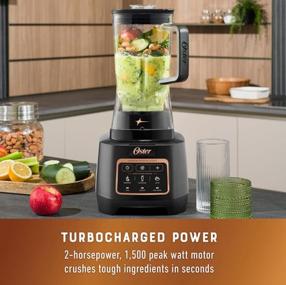 Oster Extreme Mix - Licuadora de alta velocidad de 1500 vatios con hoja de 10 puntos, 64 onzas