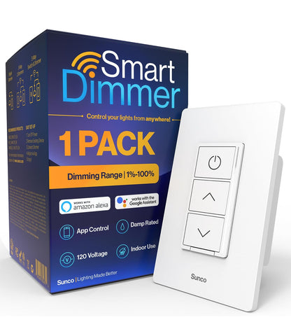 Sunco - Interruptor de atenuación inteligente, interruptor de pared doble basculante, compatible con WiFi