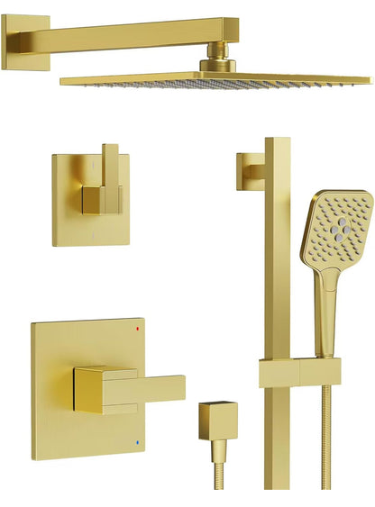 Sistema de ducha con barra deslizante, juego de grifo de ducha con cabezal de pared