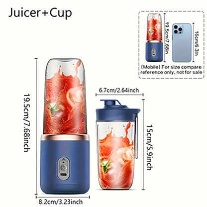 Licuadora portátil de 14 onzas para jugos y batidos con 6 cuchillas Puwerful Performances Fusion Blender | Recargable por USB 