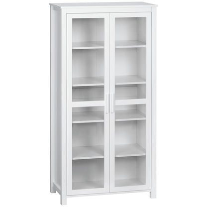 63" Kitchen Pantry Cabinet Display, Freestanding Storage, with 2 Glass Doors