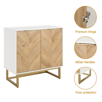Gabinete Blanco y Dorado Moderno con 2 Puertas