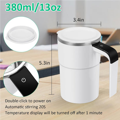 12oz Self Stirring Mug, Auto Magnetic Coffee Mug With LED Display Temperature,