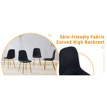 Sillas de Comedor Modernas Negras con Patas Doradas (Set de 4)