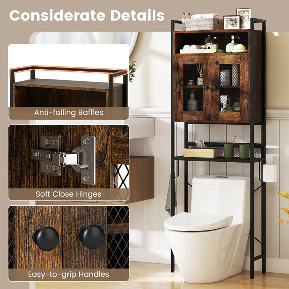 Over-The-Toilet Storage Cabinet With Heavy-Duty Metal Frame