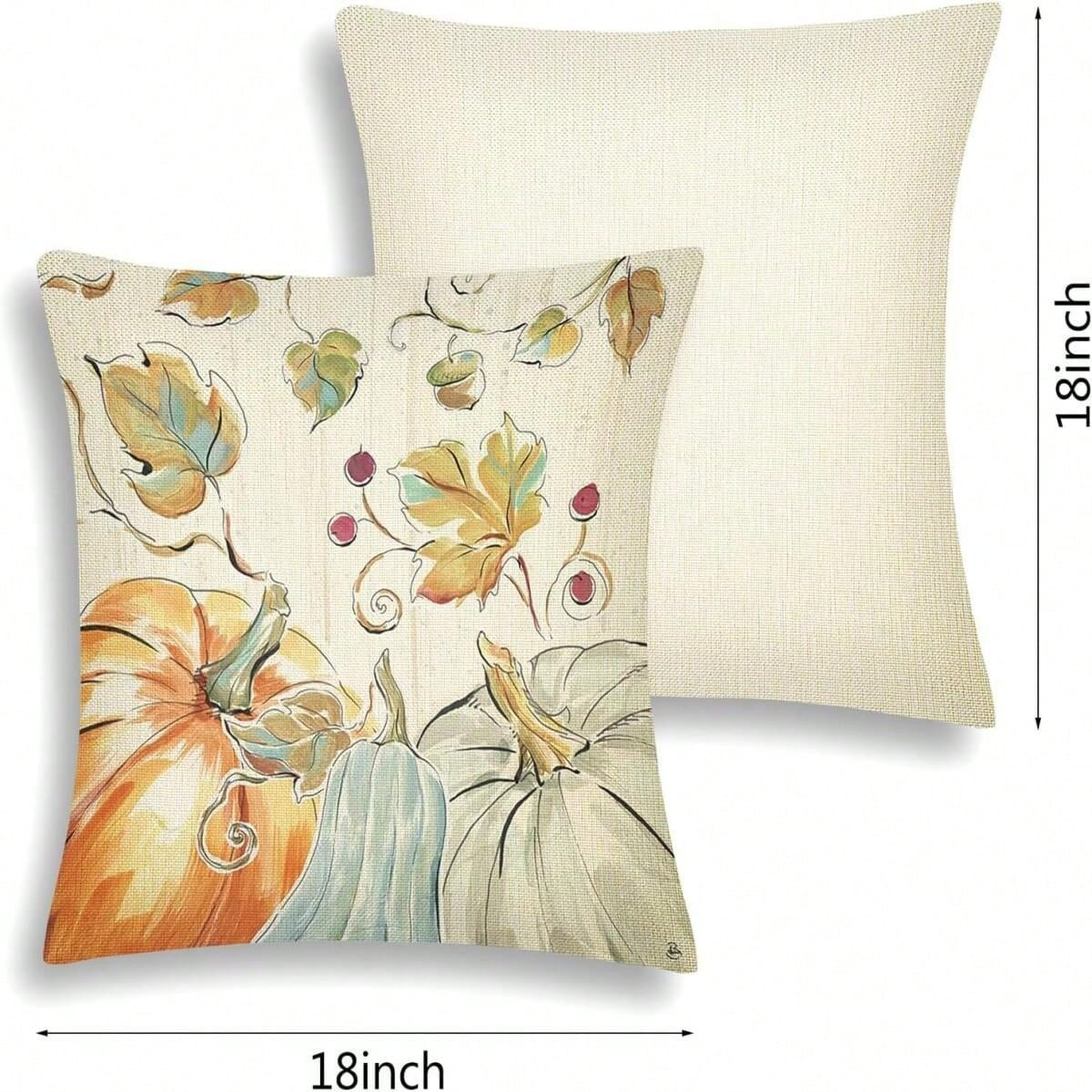 Fall Pillow Covers Set Of 4 Pumpkin Pick, Throw Pillow Covers Thanksgiving Watercolour Outdoor Farmhouse Pillow Case For Home Sofa Couch Supplies