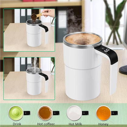 12oz Self Stirring Mug, Auto Magnetic Coffee Mug With LED Display Temperature,
