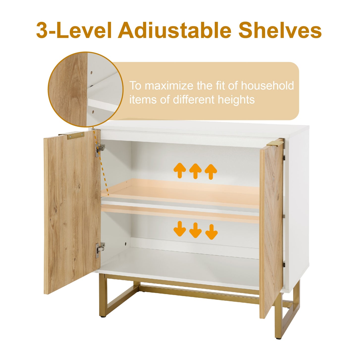 Gabinete Blanco y Dorado Moderno con 2 Puertas