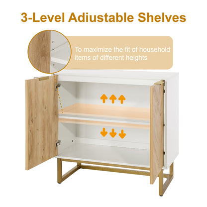 Gabinete Blanco y Dorado Moderno con 2 Puertas