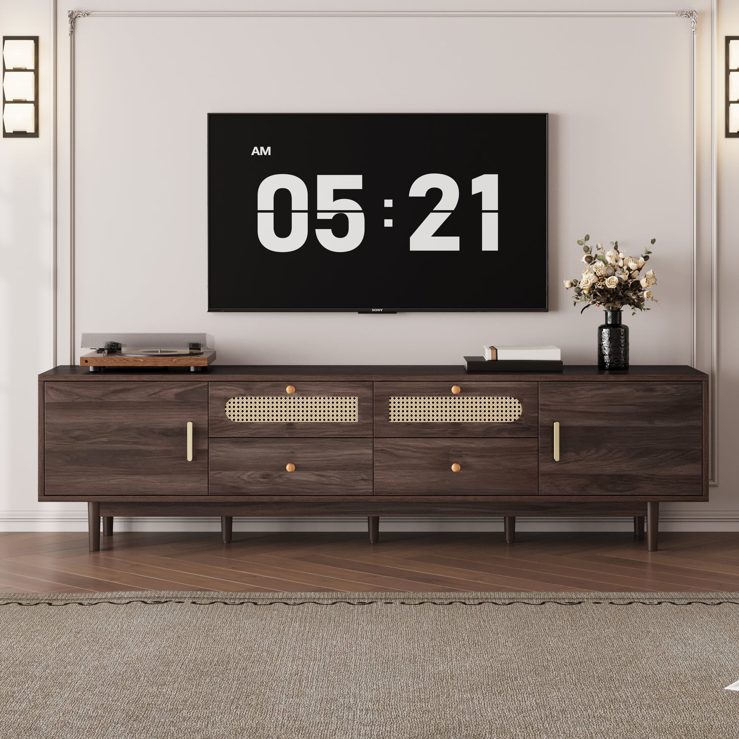 76 TV Stand With Drawers For Living Room Bedroom, For TVs Up To 85 Inches, With Storage