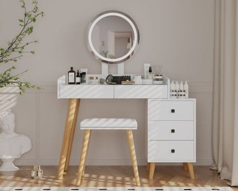 Dressing Table With LED Lights Glass Top Dressing Table