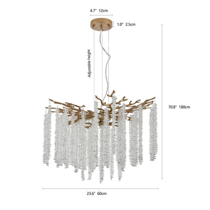 24-inch Modern Golden Pendant Light With Cascading Crystal Strands, Ideal For Living Room, Dining Room And Foyer, High-End Decorative Lighting Fixture Bulb Not Included