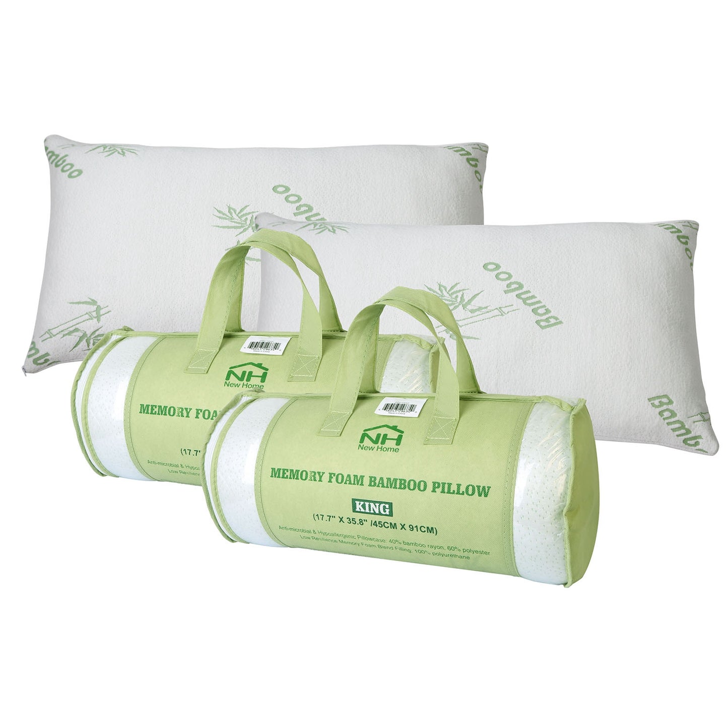 2Pcs Or 1Pcs Bamboo Memory Foam Pillow Hypoallergenic