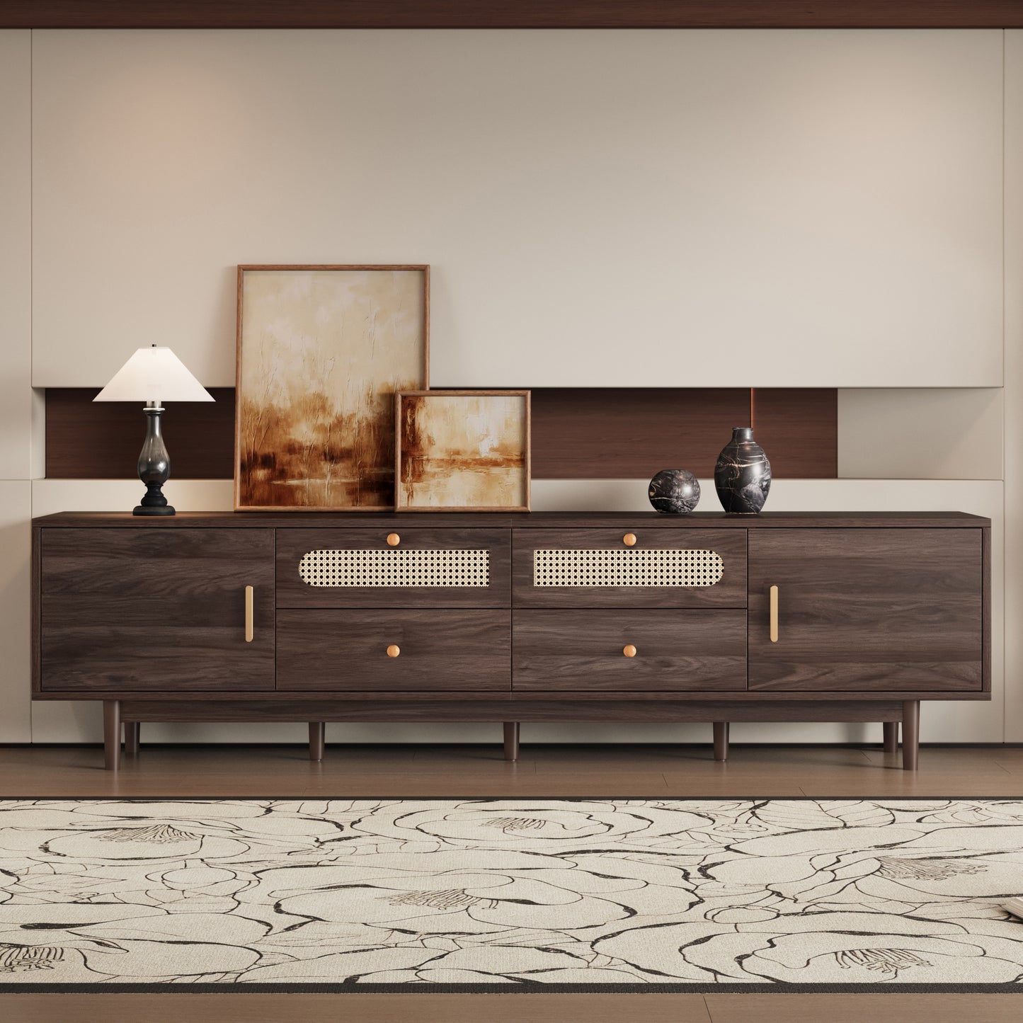 76 TV Stand With Drawers For Living Room Bedroom, For TVs Up To 85 Inches, With Storage