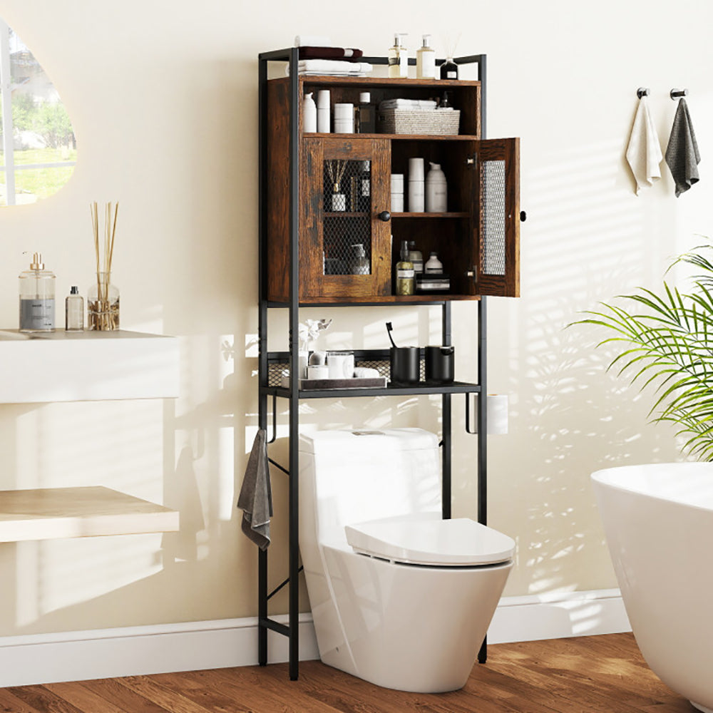 Over-The-Toilet Storage Cabinet With Heavy-Duty Metal Frame