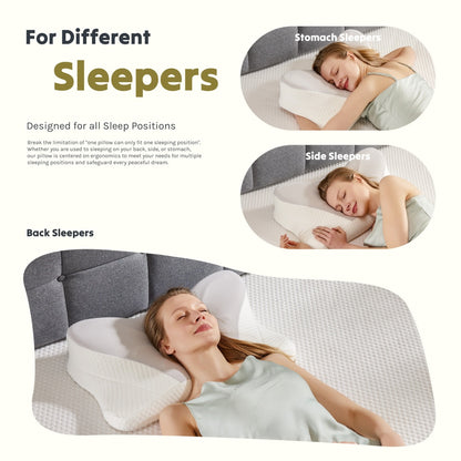 Cervical Neck Pillow, Cooling Ergonomic Memory Foam Pillows  Dual Height Orthopedic Support Contour Pillow For Side