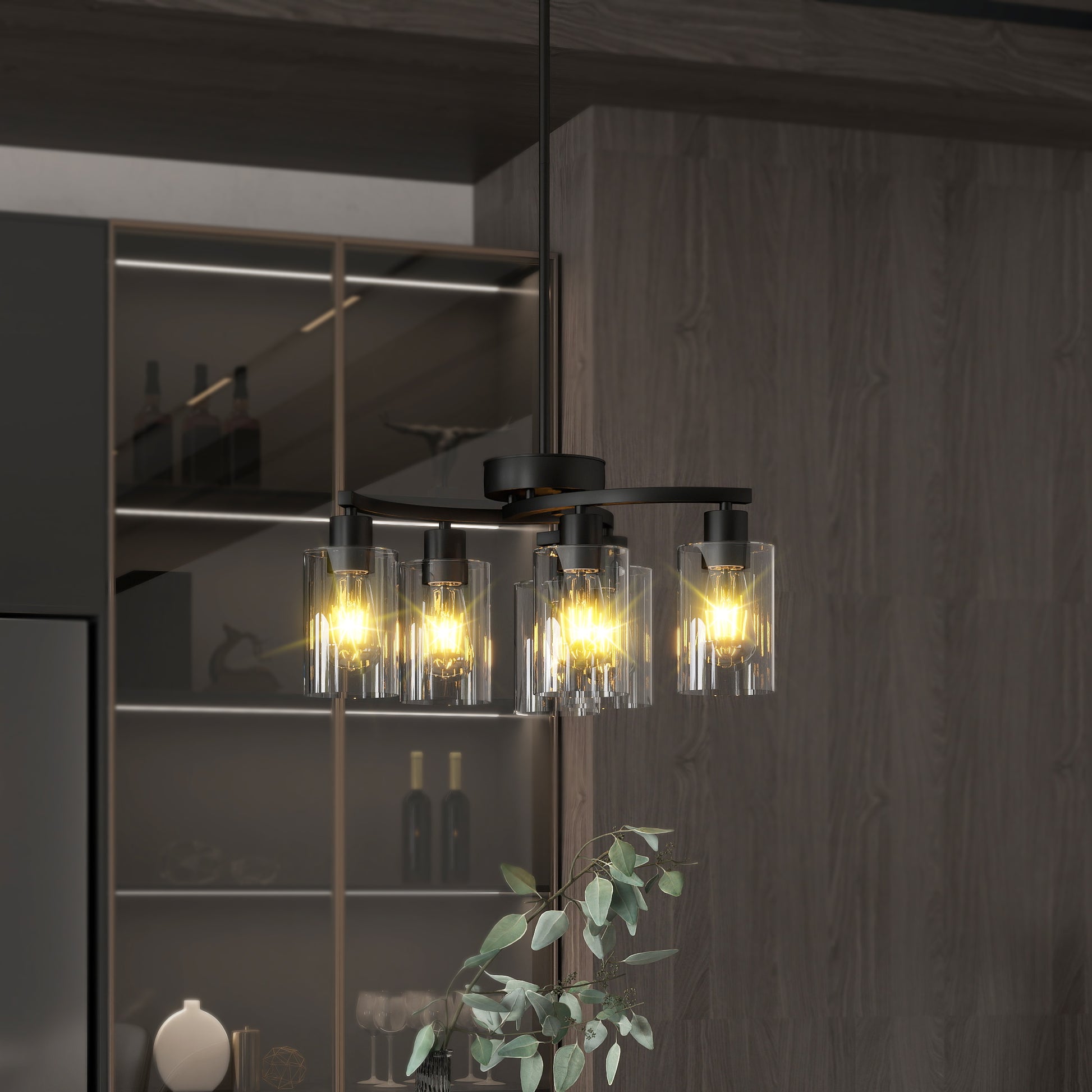 "Lámpara de techo negra moderna 6 luces estilo industrial para cocina".